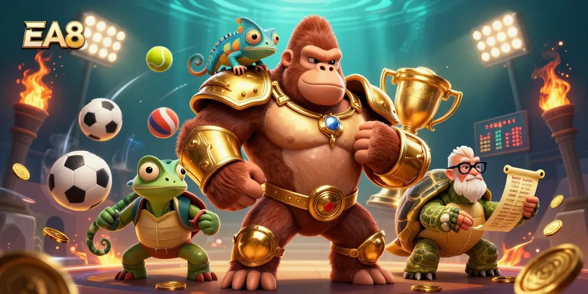 Experience thrilling gaming at EA88 with vibrant characters and dynamic sports betting elements.