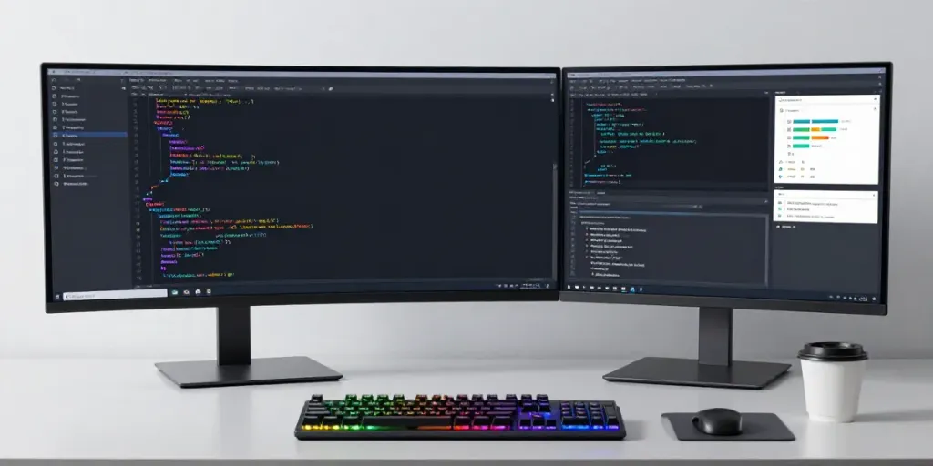 Discover cheap .co.uk domains in a modern developer workspace with advanced coding tools and technology.