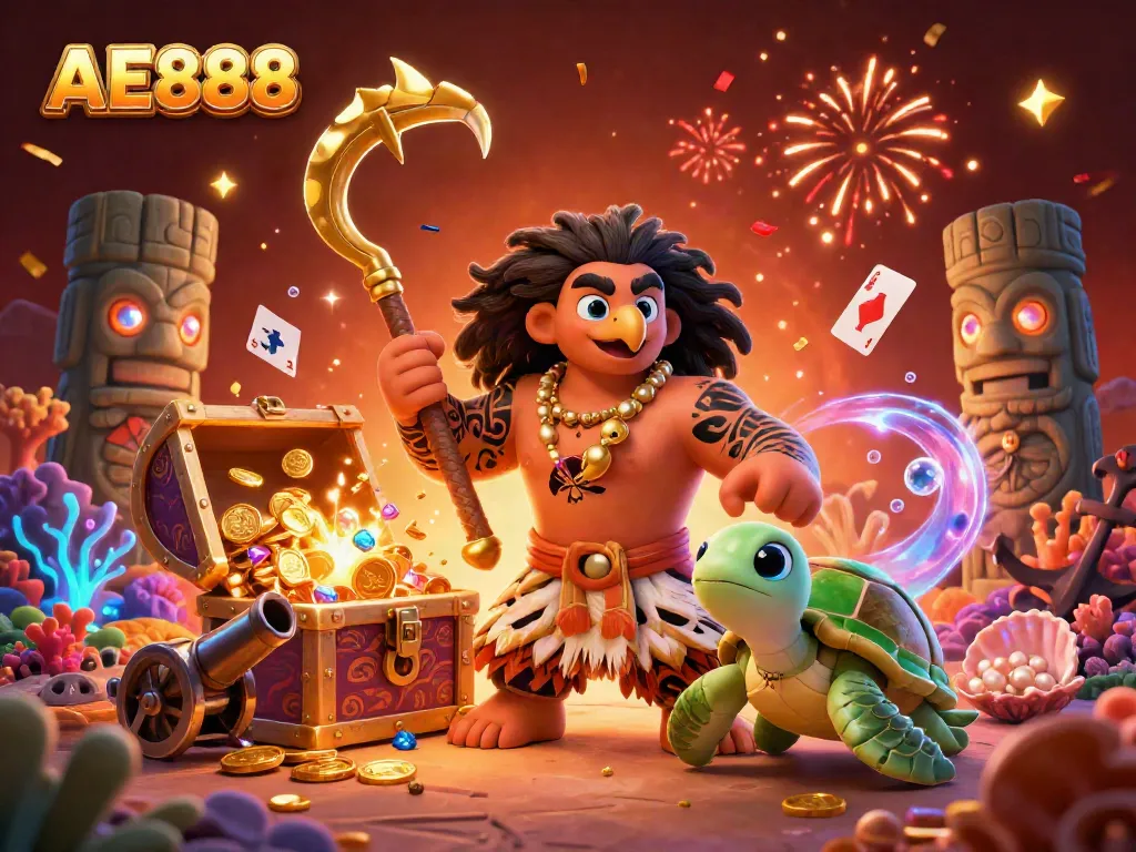 Engage with AE888's vibrant 3D illustration featuring hawk and turtle representing thrilling online gambling.