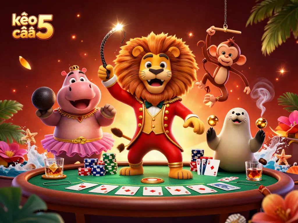 Engage in thrilling kèo nhà cái 5 betting with a vibrant 3D casino illustration showcasing action-packed characters.