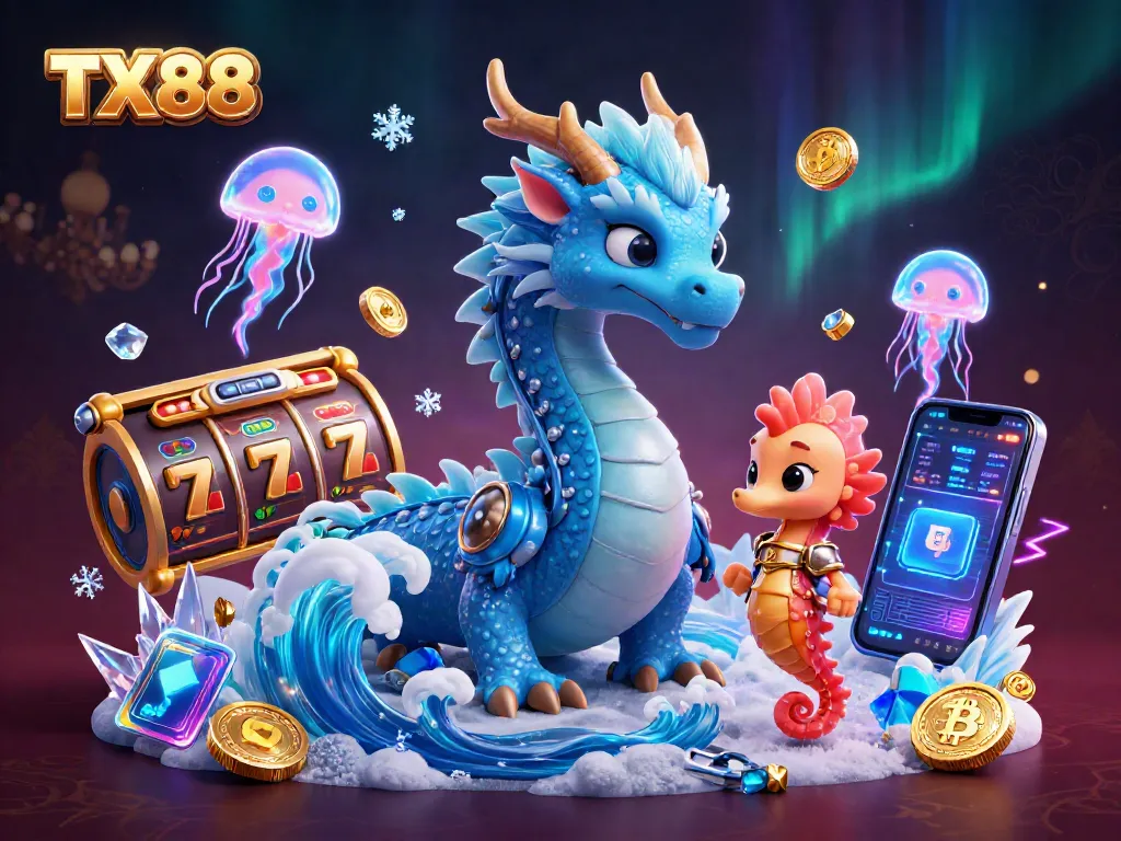 TX88 players spin the slot reels in a vibrant underwater casino featuring fantasy characters