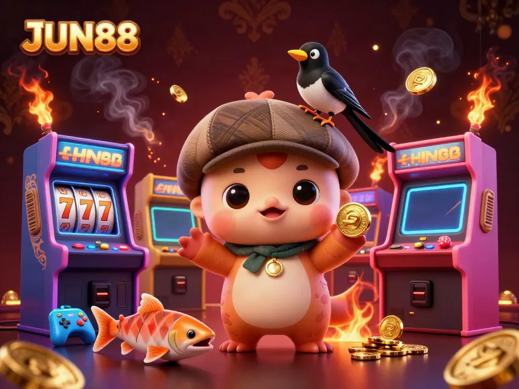 Experience the excitement at JUN88 with vivid 3D characters playing colorful casino games.