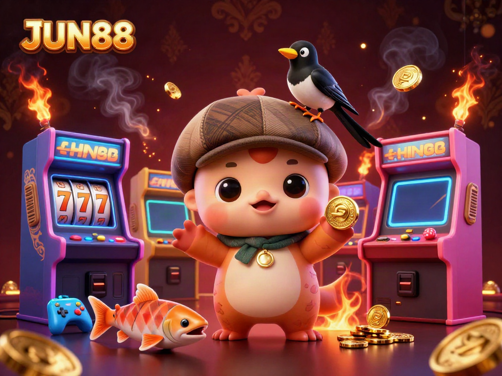 Experience the excitement at JUN88 with vivid 3D characters playing colorful casino games.