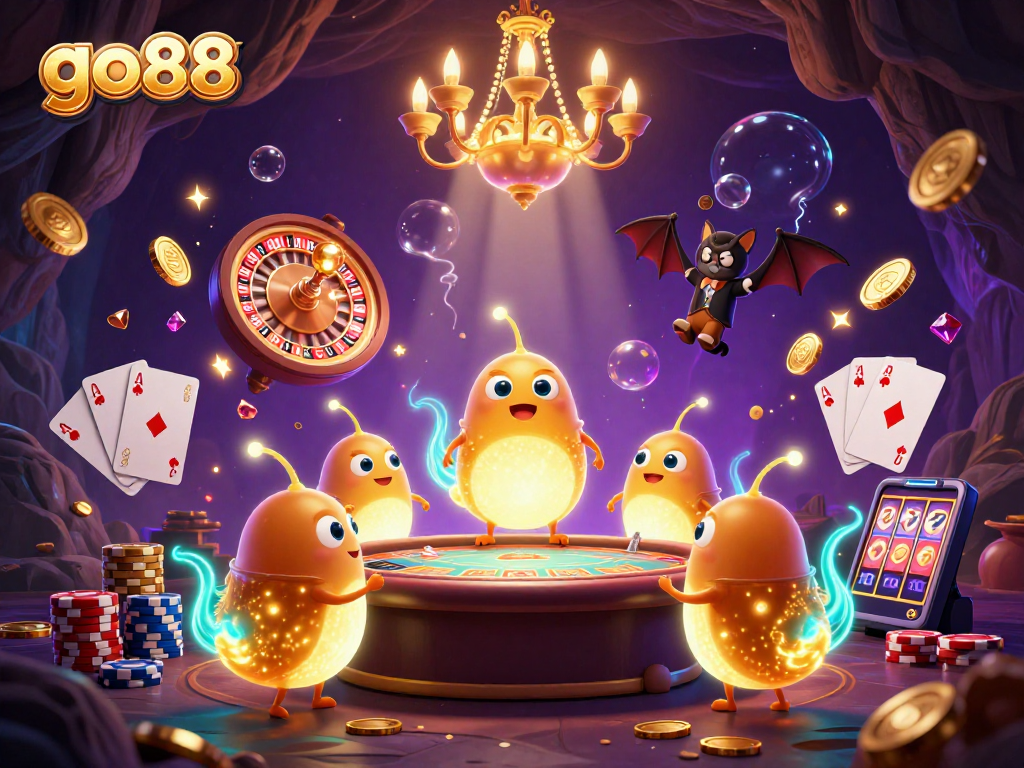 Experience the thrilling casino atmosphere at go88 with glowing glowworms, rich games, and vibrant visuals.