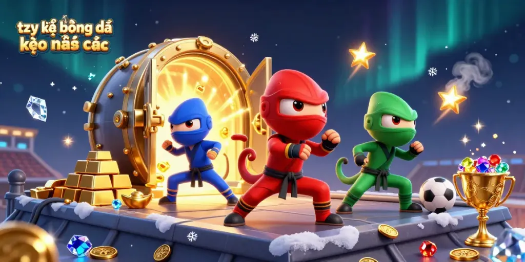 Bet on tỷ lệ bóng đá kèo nhà cái with vibrant ninja chameleons in action.