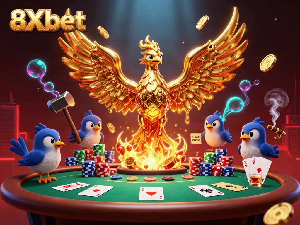 Experience the thrill of winning at 8Xbet with golden phoenix and poker excitement.