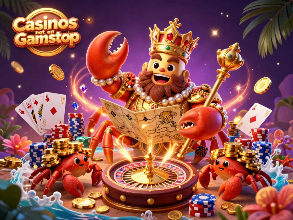 Experience excitement at Casinos not on Gamstop with a 3D scene of a treasure-filled casino adventure.