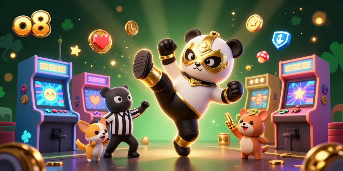 Witness the thrill of o8 gambling with energetic characters and vibrant casino elements.