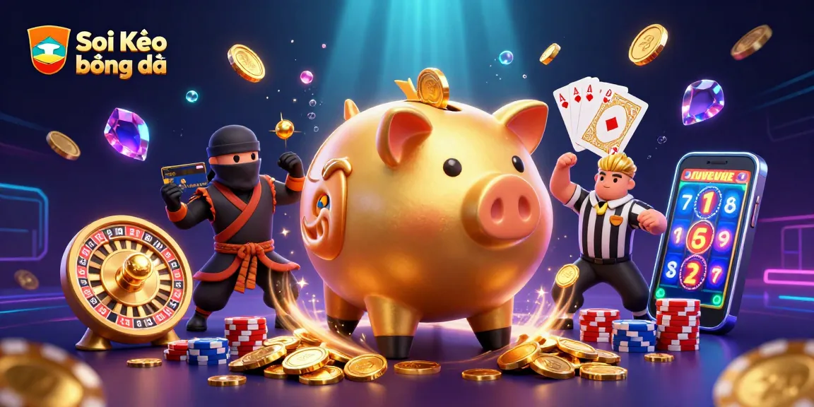 Soi Kèo bóng đá strategy depicted through animated casino characters generating excitement with a dynamic scene.