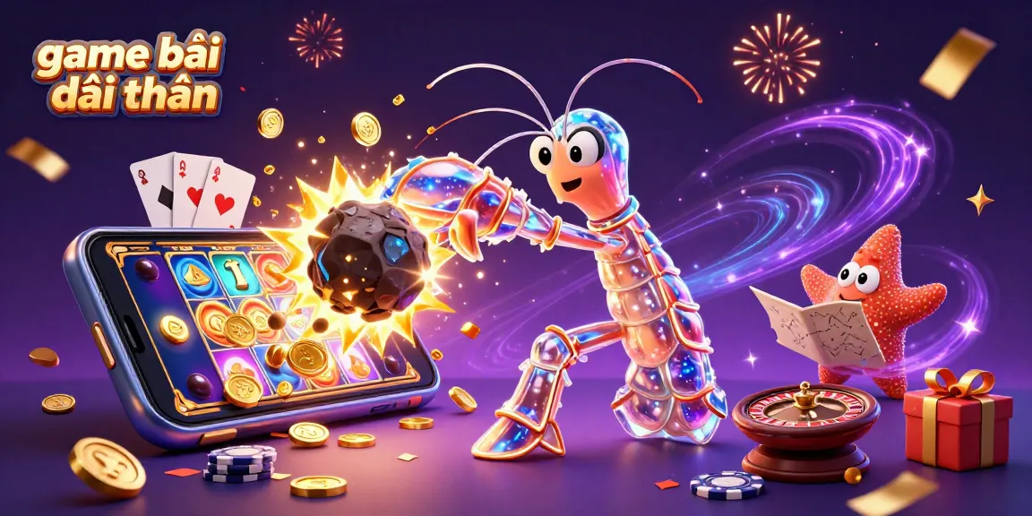 Experience the excitement of game bài đổi thưởng with vibrant slots and casino elements bursting with energy.
