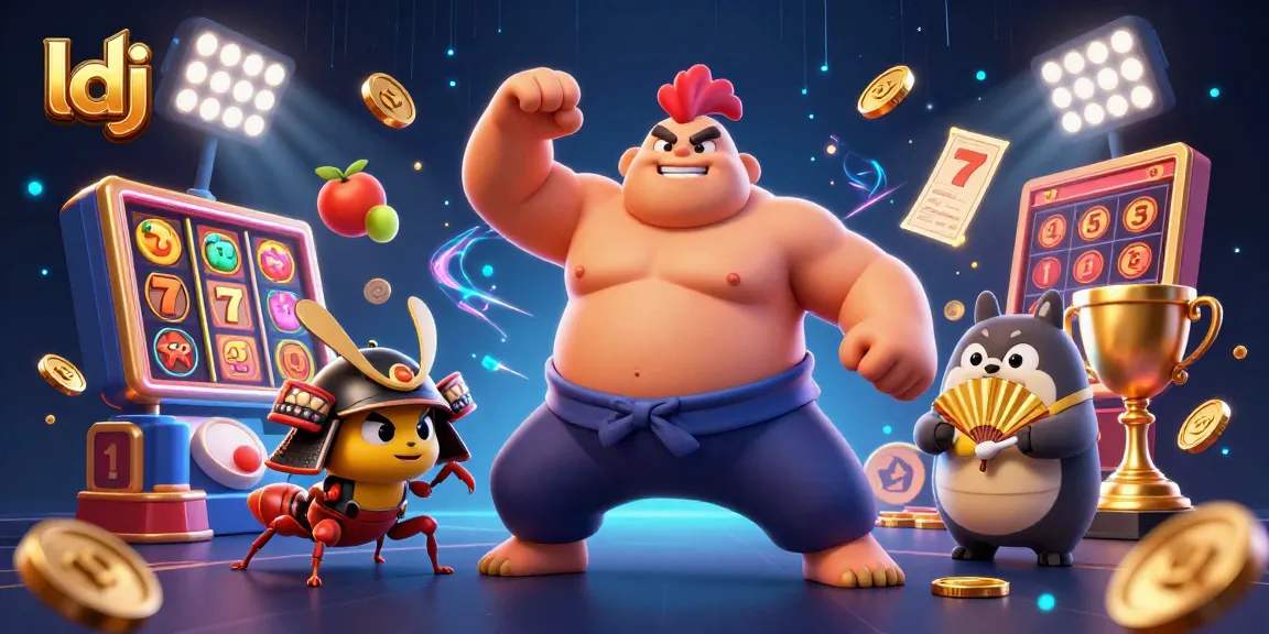 Engage in the thrilling world of slots with ldj featuring a sumo wrestler rooster and samurai cricket.