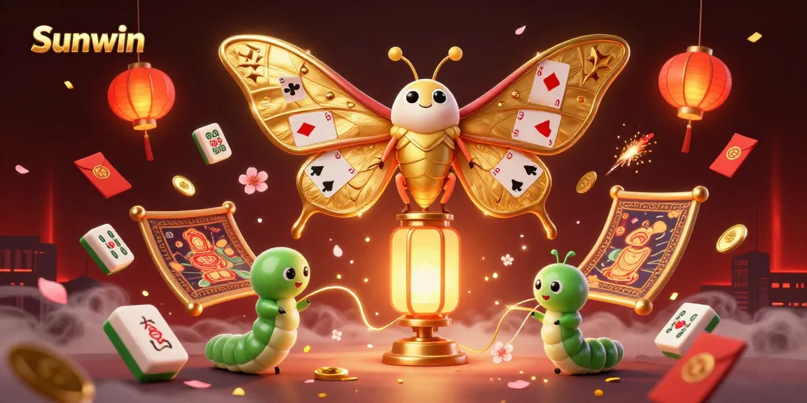 Experience Sunwin's vibrant casino charm with a majestic atlas moth and golden elements.