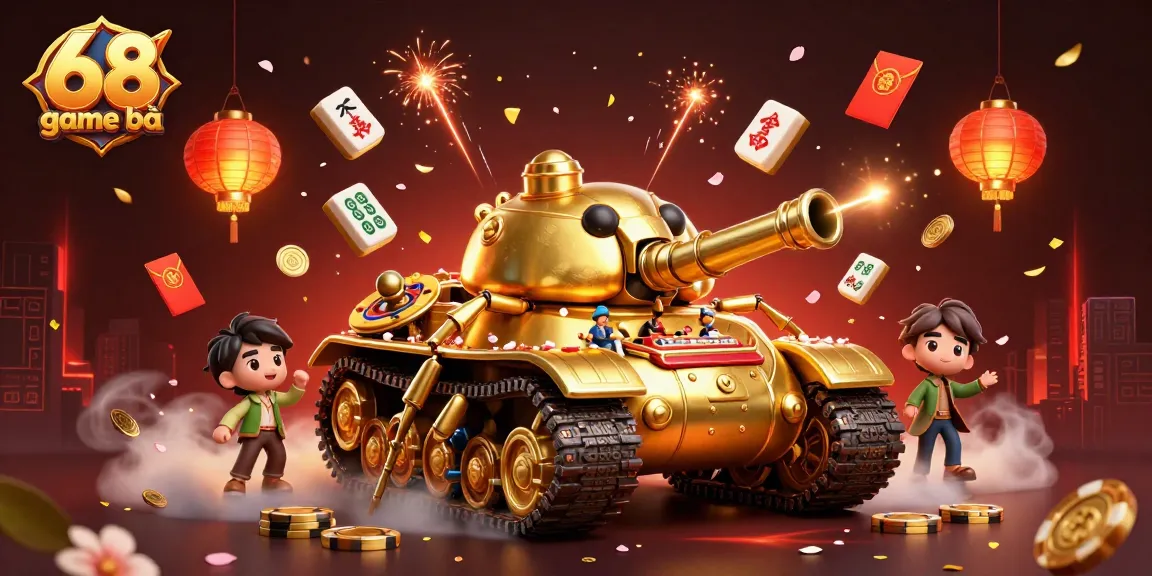Experience the excitement of 68 game bài with a golden beetle casino revealing tiny players, rich game elements, and festive atmosphere.