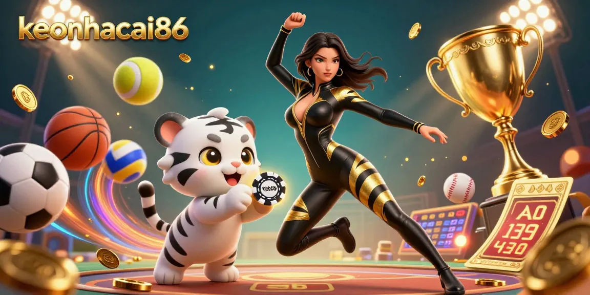 Engage with the dynamic sports betting world at keonhacai86 with exciting graphics and vibrant elements.