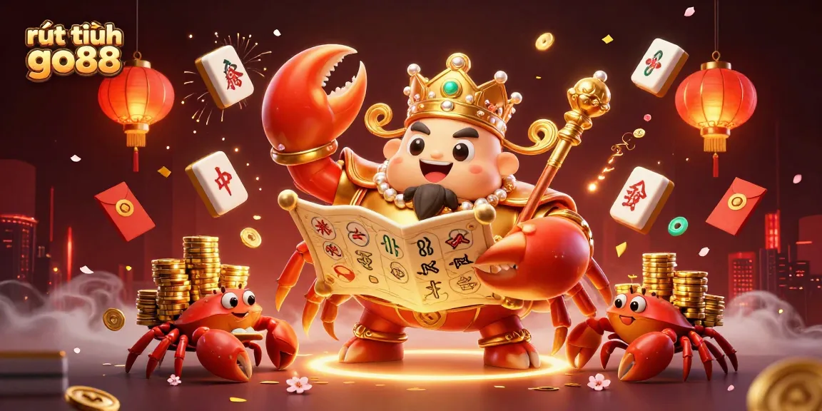 Experience rút tiền go88 with the majestic crab emperor and golden treasures in this vibrant casino scene.