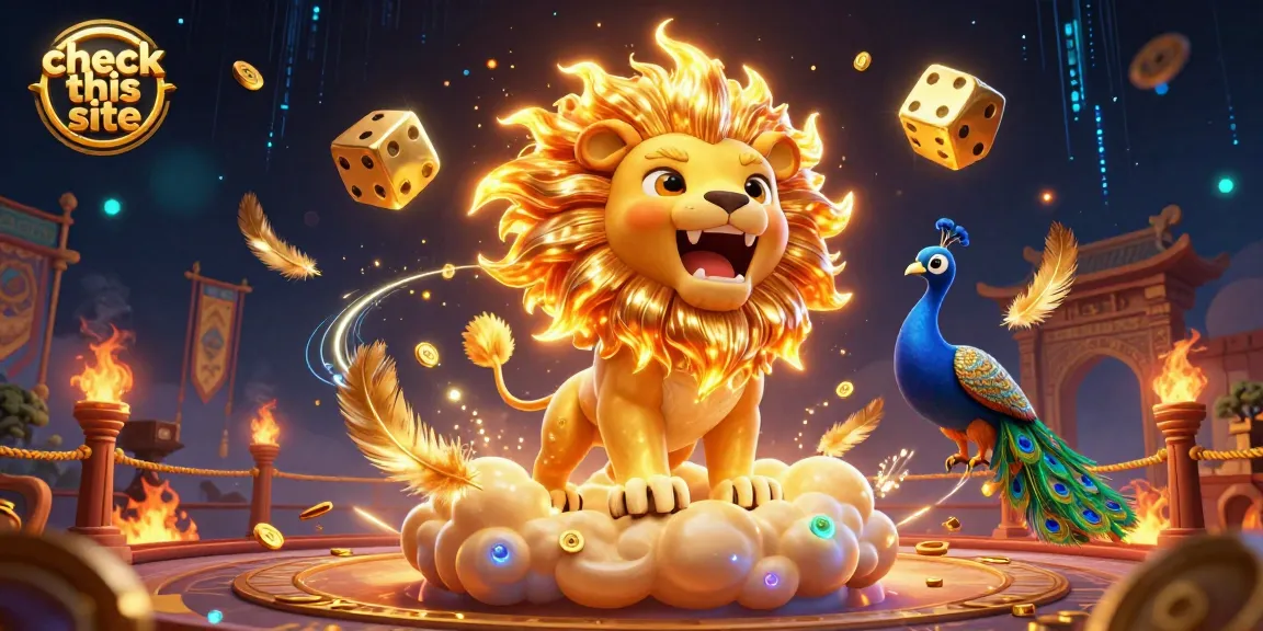 Check this site for vibrant casino-themed 3D illustration with a roaring sun lion and golden dice.