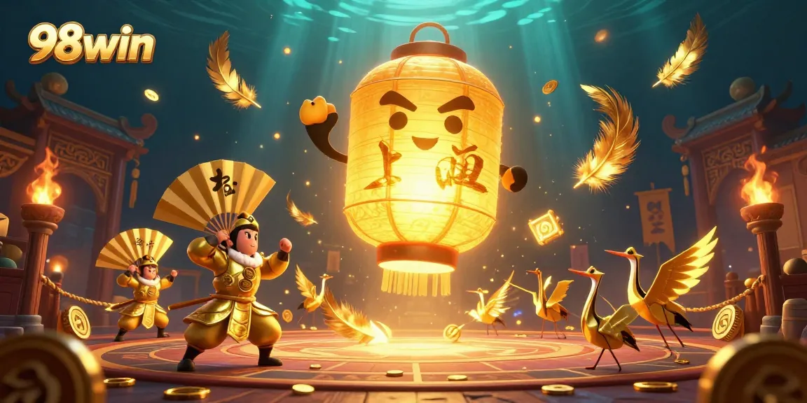 Experience thrilling gaming at 98win with vibrant visuals, golden lanterns, and win excitement!
