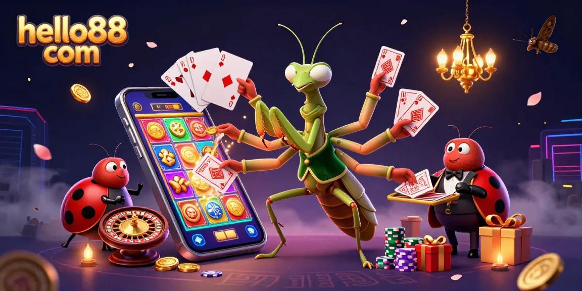 Engage with hello88 com's vibrant roulette and slot gaming experience featuring dynamic casino characters.