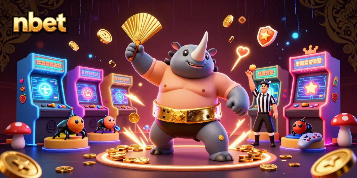 Experience thrilling gameplay with nbet in this vibrant casino scene featuring a sumo beetle champion.