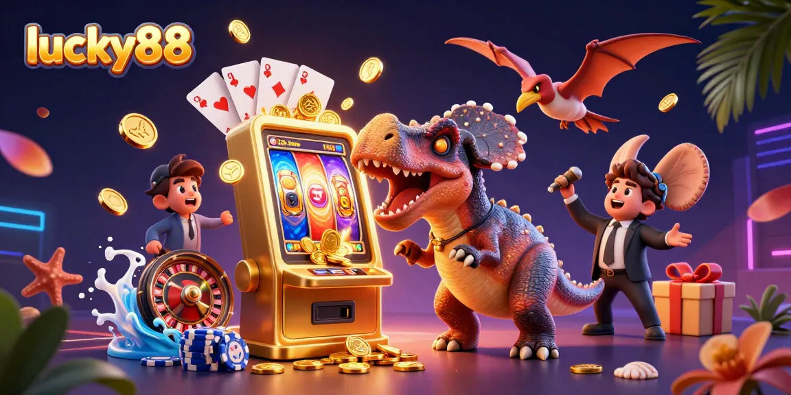 Engage with lucky88 as a pachycephalosaurus wins a jackpot amidst dynamic casino chaos.
