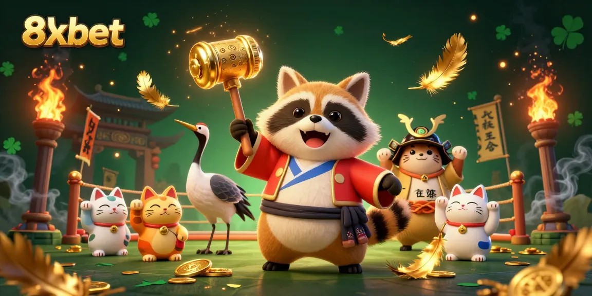Experience thrilling gameplay at 8xbet with cheerful characters and festive casino elements